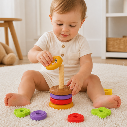 Interactive Rotating Burger Stacking Puzzle