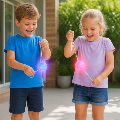 Light-Up Whistling Pull String Spinning Ball Toy