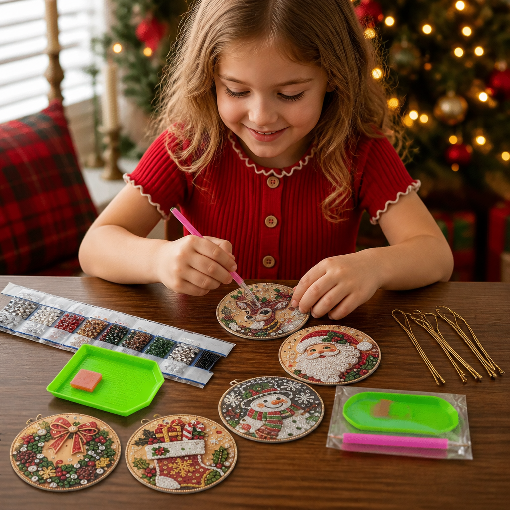 DIY Christmas Diamond Painting Ornament Kit – Festive Tree Hanging Decorations