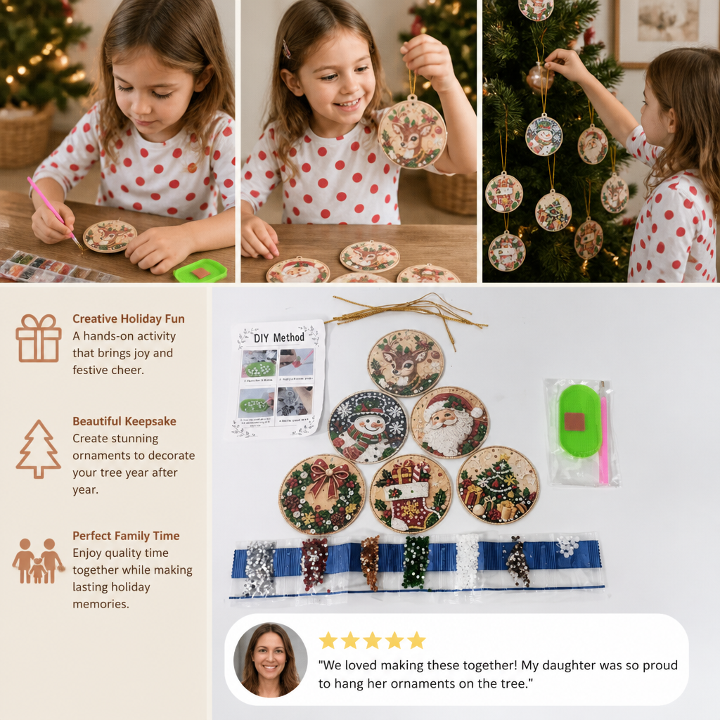 DIY Christmas Diamond Painting Ornament Kit – Festive Tree Hanging Decorations