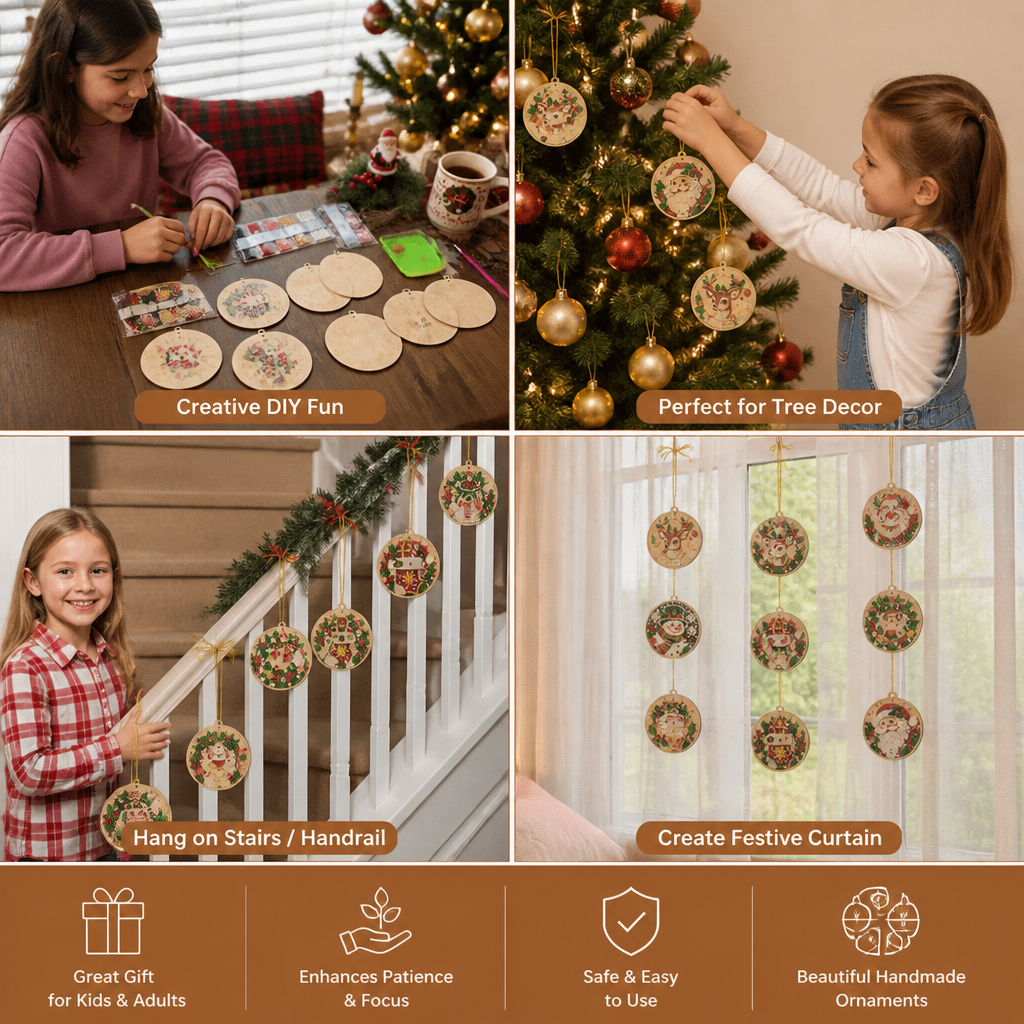 DIY Christmas Diamond Painting Ornament Kit – Festive Tree Hanging Decorations