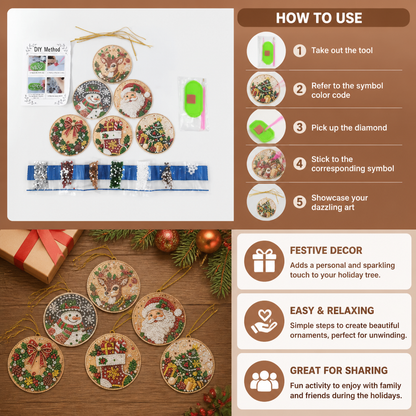 DIY Christmas Diamond Painting Ornament Kit – Festive Tree Hanging Decorations