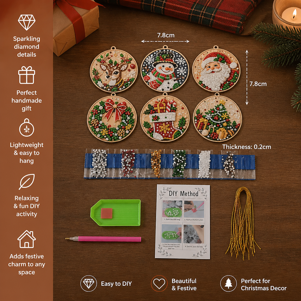 DIY Christmas Diamond Painting Ornament Kit – Festive Tree Hanging Decorations