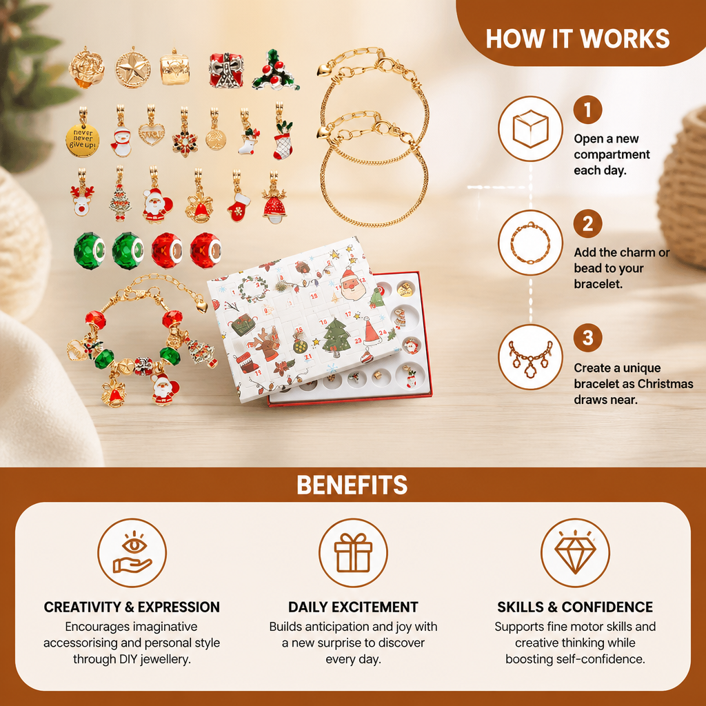 24-Day Christmas Bracelet Advent Calendar – DIY Jewelry-Making Kit for Girls