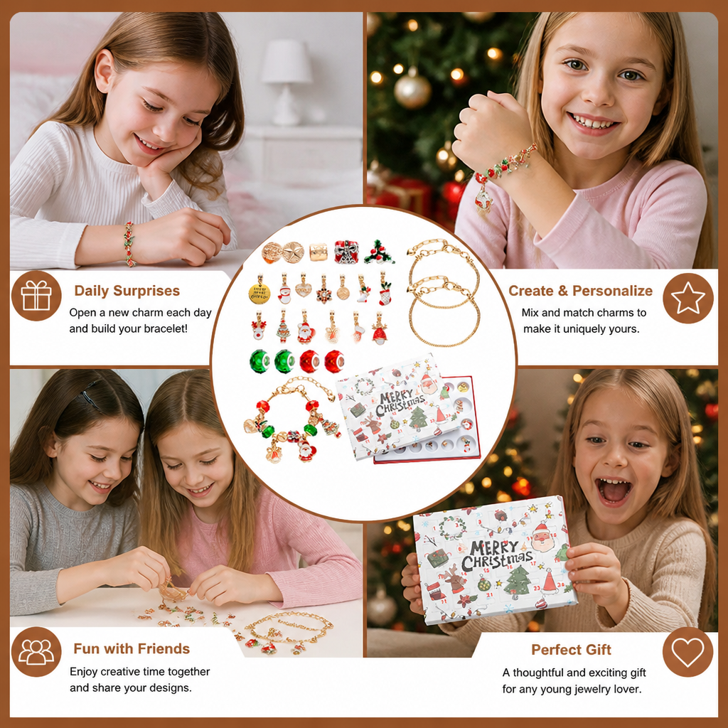 24-Day Christmas Bracelet Advent Calendar – DIY Jewelry-Making Kit for Girls