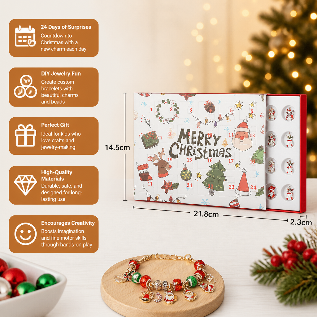 24-Day Christmas Bracelet Advent Calendar – DIY Jewelry-Making Kit for Girls