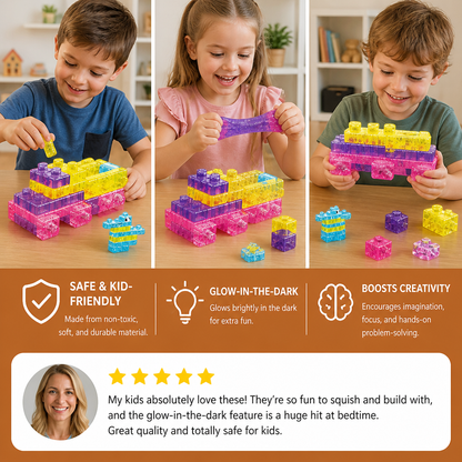 Glow-in-the-Dark Squishy Jelly Building Blocks for Kids – Safe & Soft