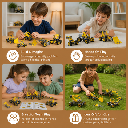 10-in-1 Creative Electric Construction Truck Building Set for Kids