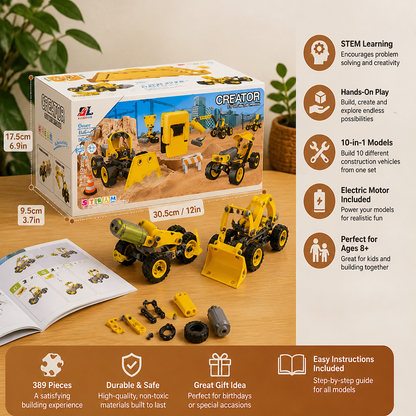 10-in-1 Creative Electric Construction Truck Building Set for Kids