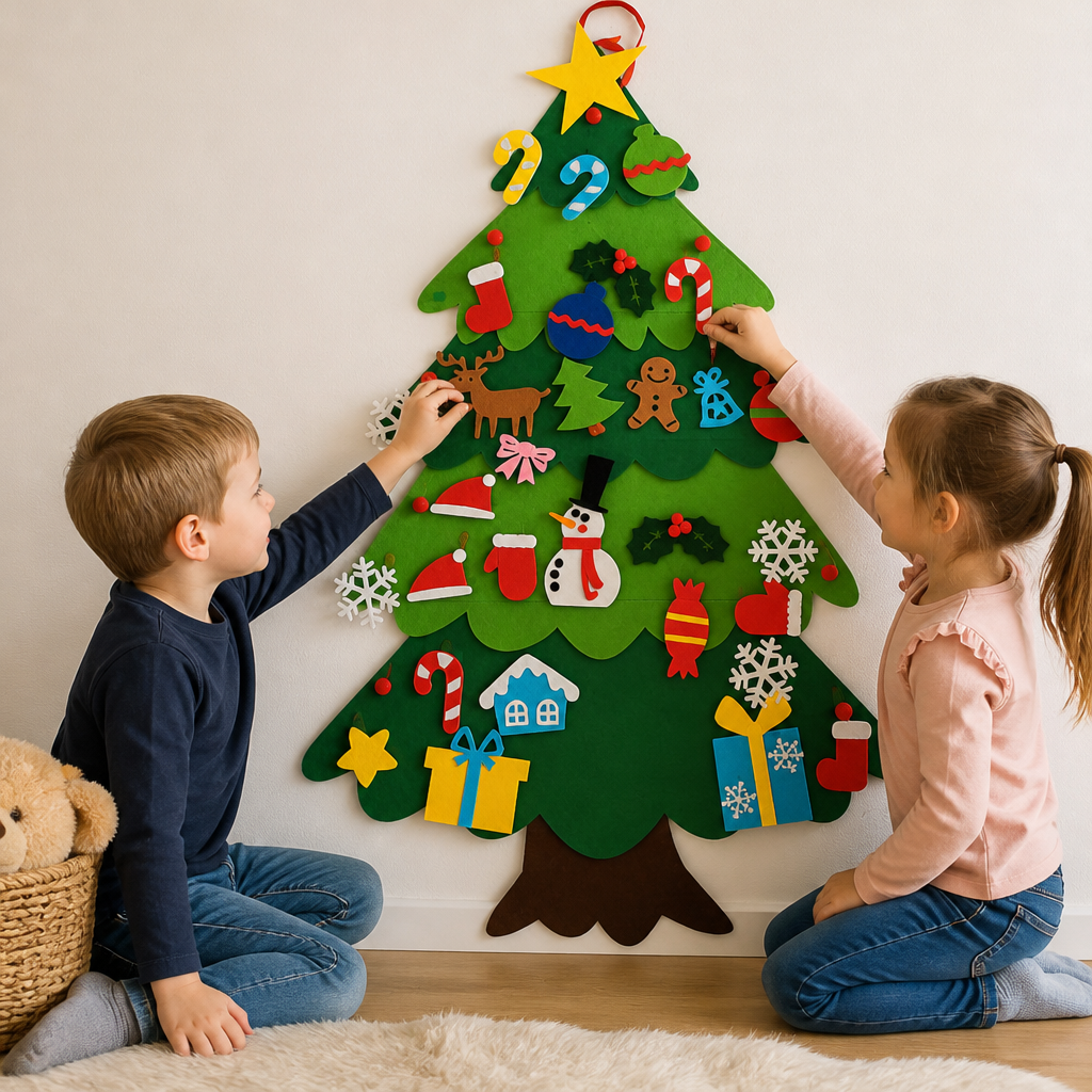 Kids’ DIY Felt Christmas Tree with Decorative Ornaments