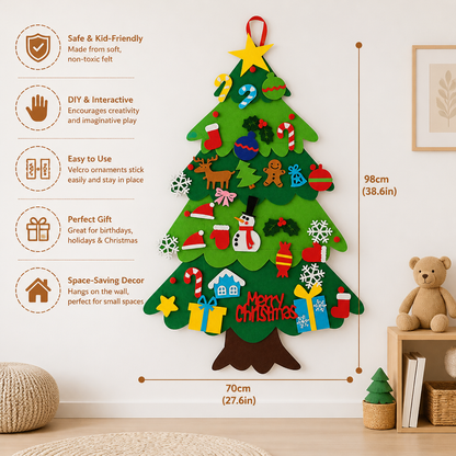 Kids’ DIY Felt Christmas Tree with Decorative Ornaments
