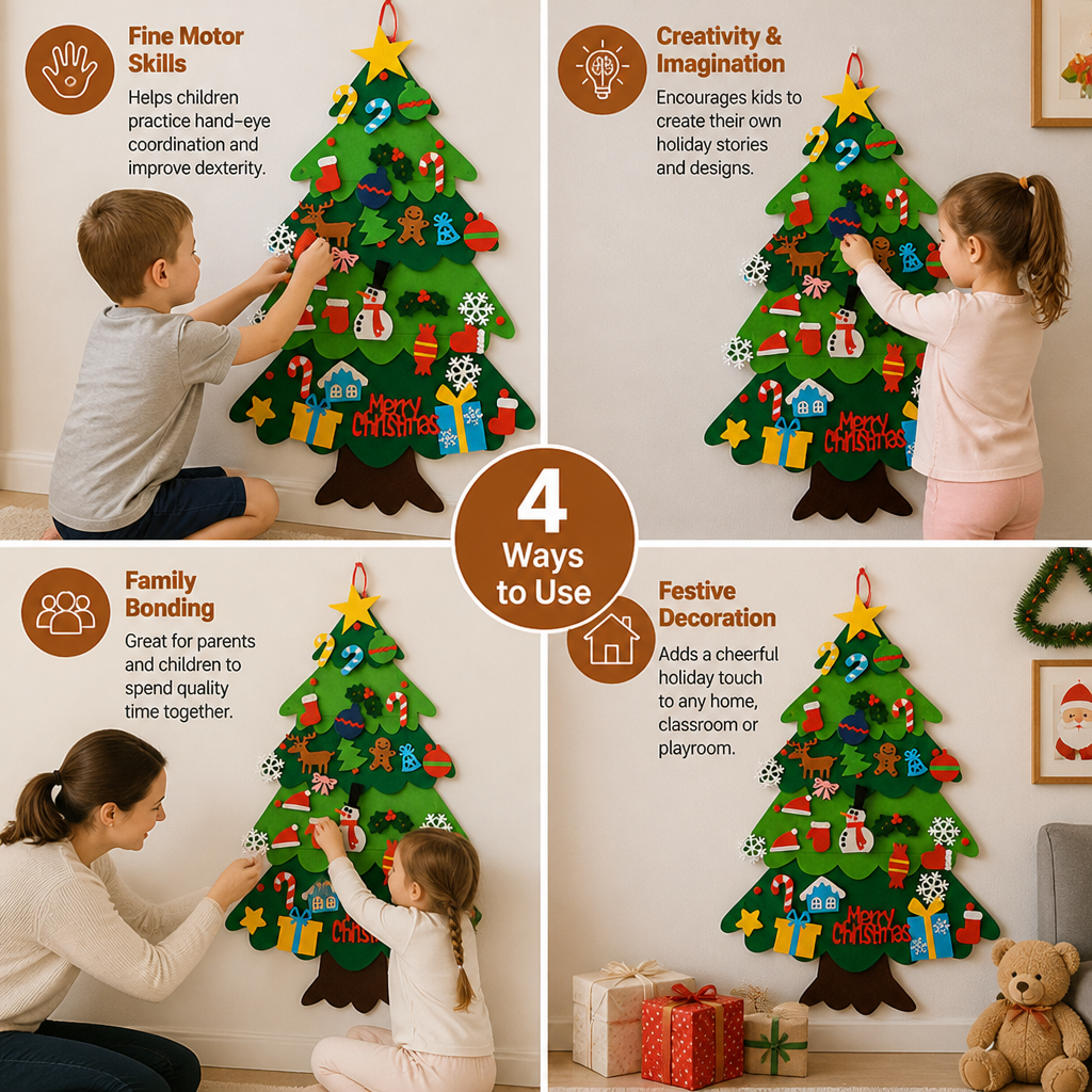 Kids’ DIY Felt Christmas Tree with Decorative Ornaments
