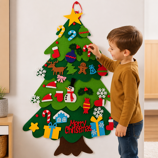 Kids’ DIY Felt Christmas Tree with Decorative Ornaments