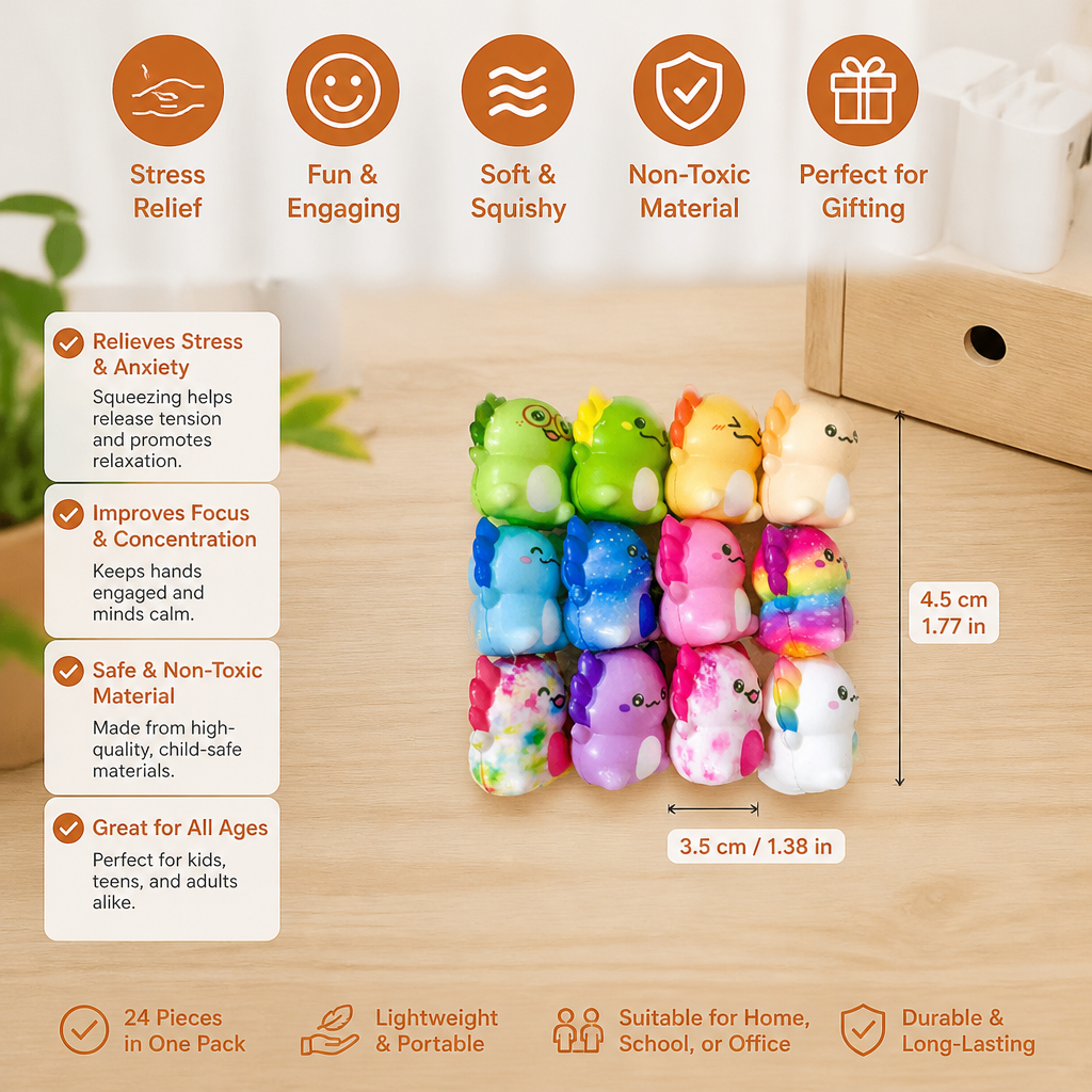 24-Pack Soft Axolotl Squishy Stress Relief Toys