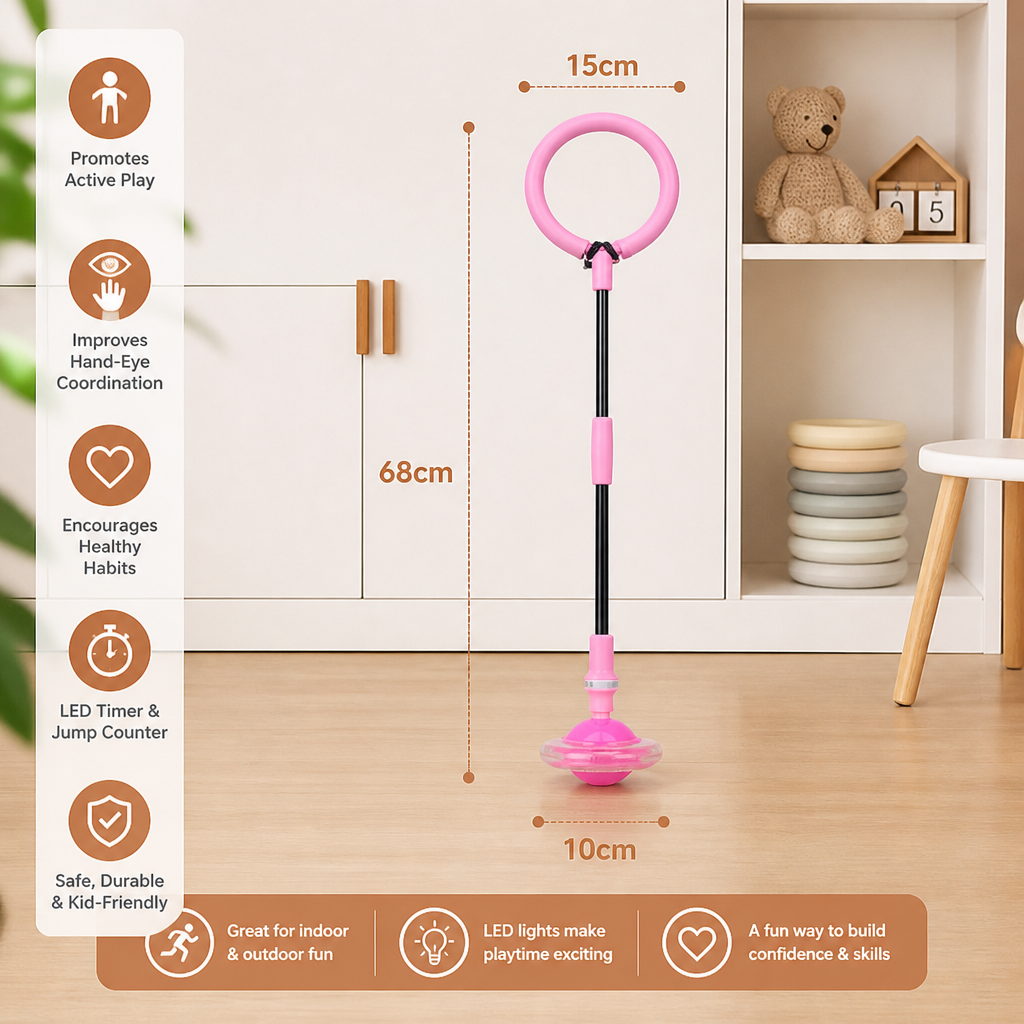 3-in-1 LED Skip Ball with Jump Counter & Timer for Kids