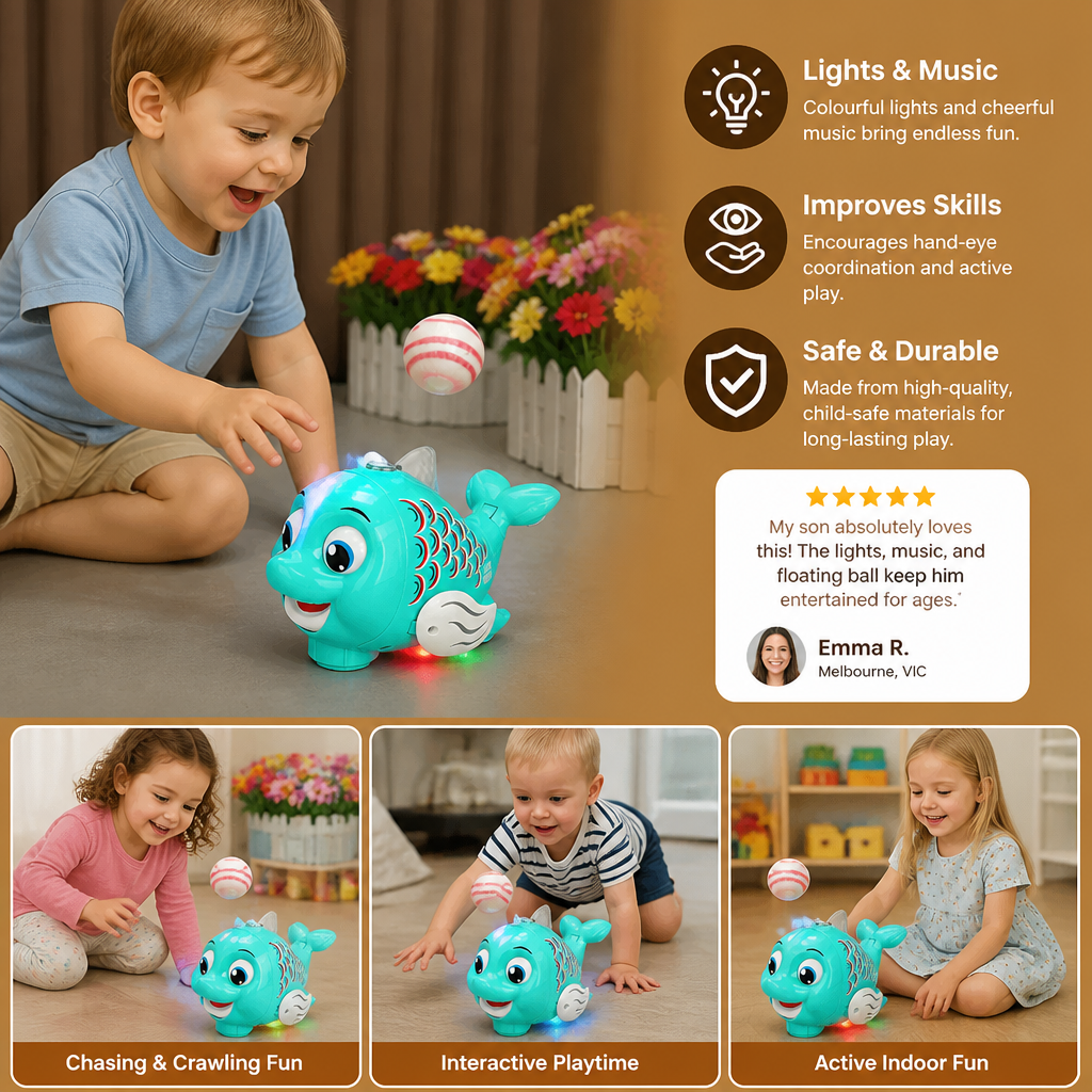 Interactive Floating Ball Fish Toy with Lights & Music