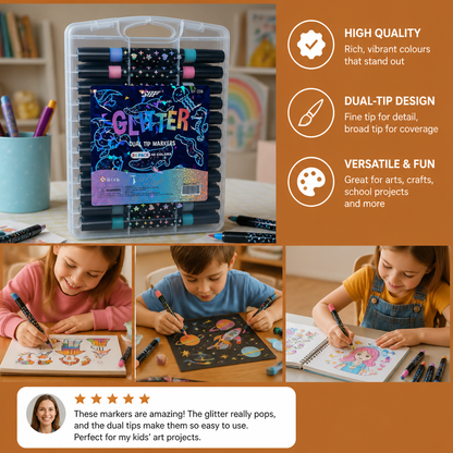 Glitter Dual-Tip Acrylic Paint Marker Set