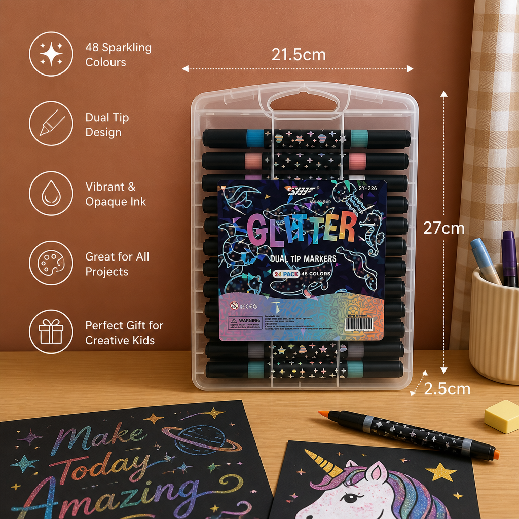 Glitter Dual-Tip Acrylic Paint Marker Set