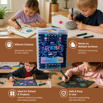 Glitter Dual-Tip Acrylic Paint Marker Set
