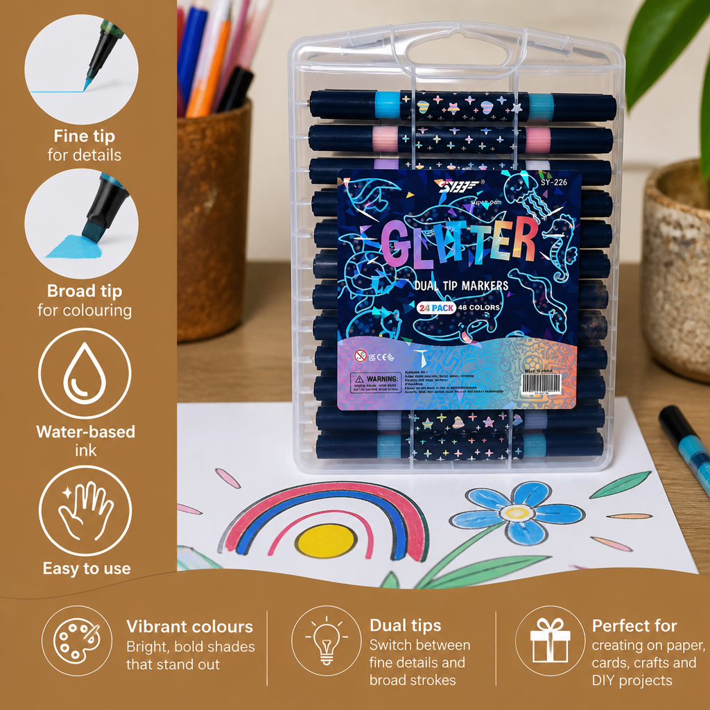 Glitter Dual-Tip Acrylic Paint Marker Set