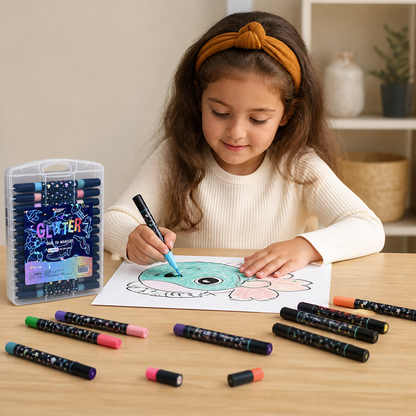 Glitter Dual-Tip Acrylic Paint Marker Set