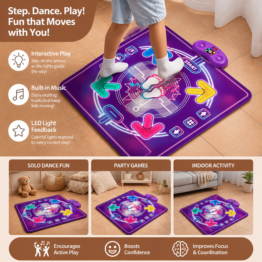 Interactive Musical Dance Mat with LED Lights for Kids