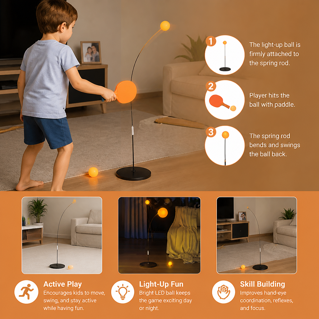 Interactive Light-Up Table Tennis Game for Kids