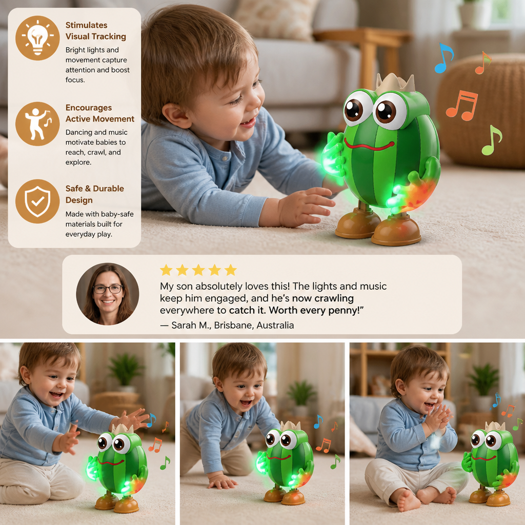 Dancing Watermelon Head-Up Tummy Time Toy with Lights & Music