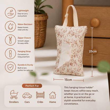 Hanging Tissue Holder for Strollers, Cribs & Cars