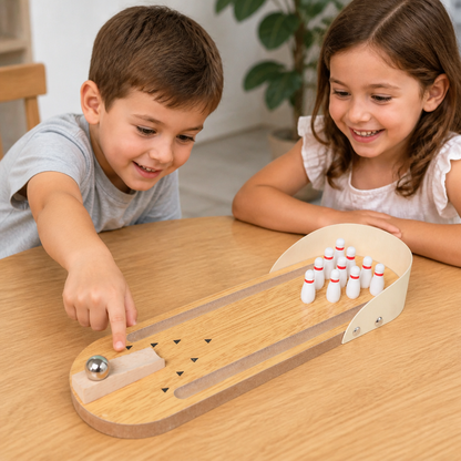 Wooden Mini Bowling Game – Portable Desktop Bowling Set for Kids