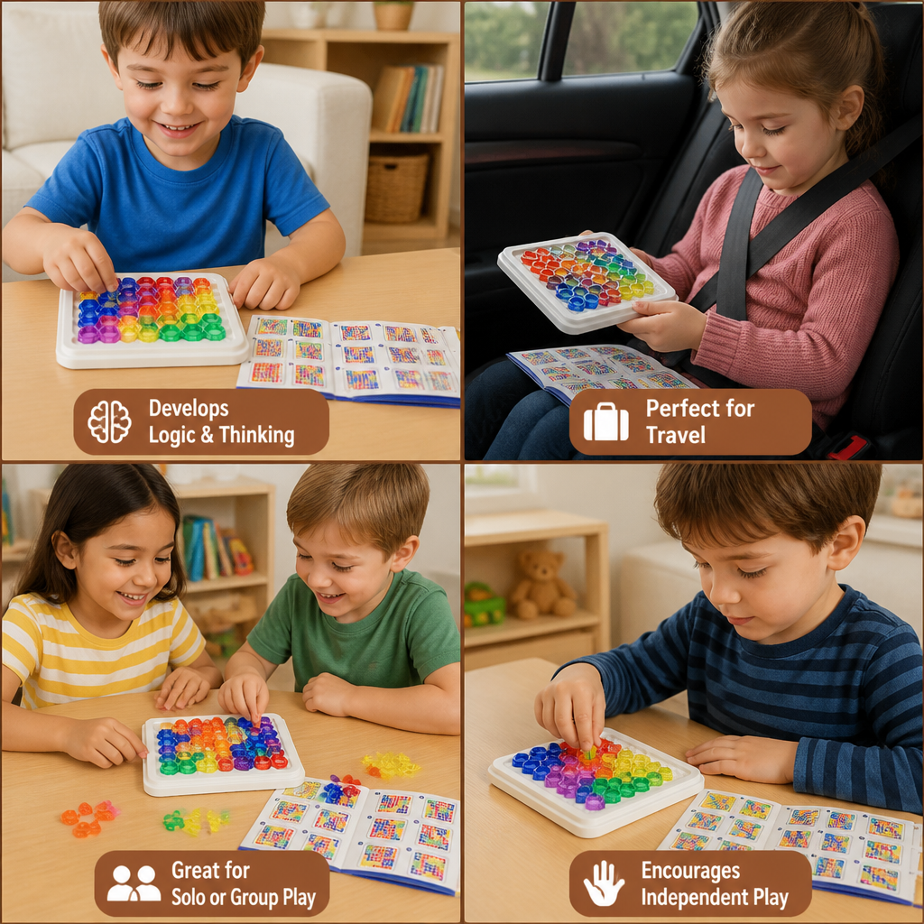 Rainbow Bead Puzzle Board – Logic & Problem-Solving Game