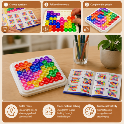 Rainbow Bead Puzzle Board – Logic & Problem-Solving Game
