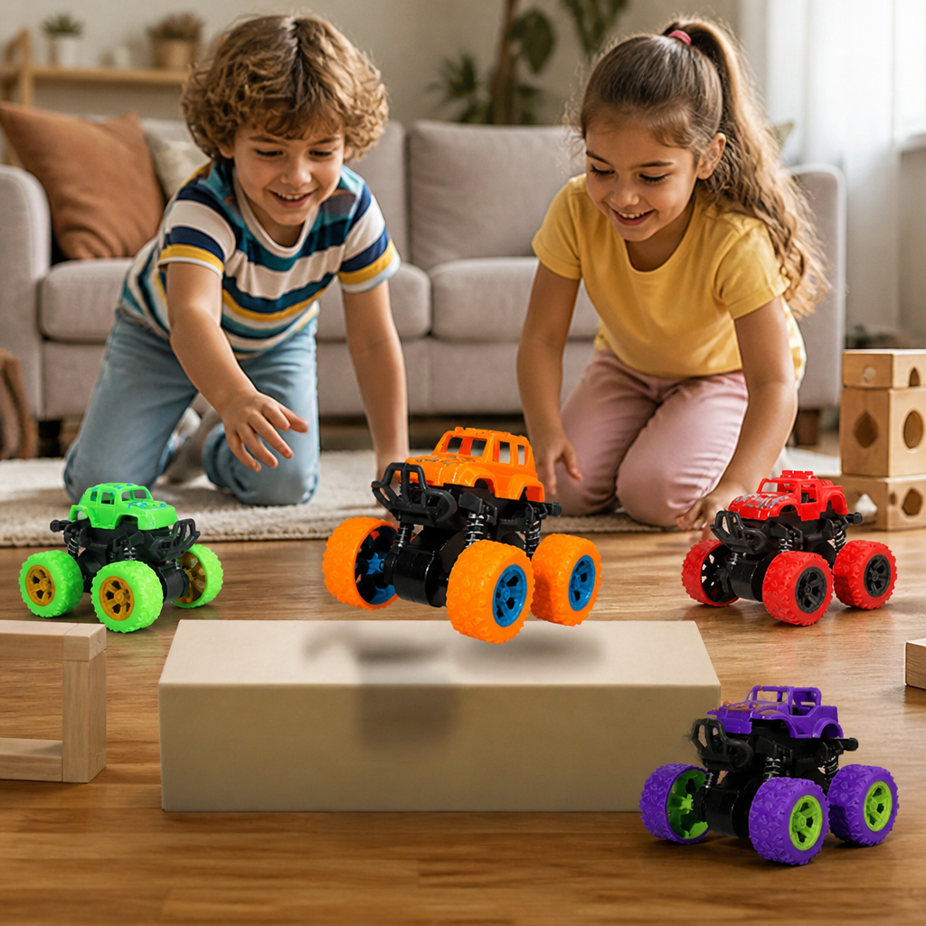 Friction-Powered Monster Truck Stunt Car for Kids