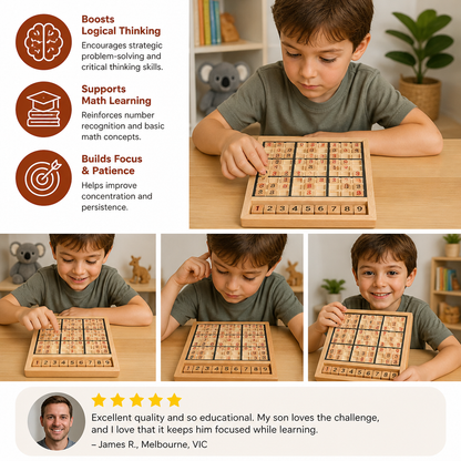 Wooden Sudoku Puzzle Board – Educational Logic & Math Game