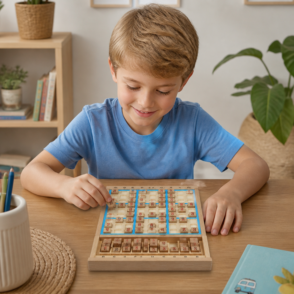 Wooden Sudoku Puzzle Board – Educational Logic & Math Game