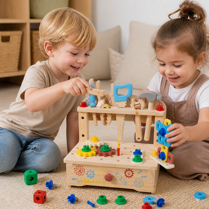 Wooden Kids Workbench & Tool Set – DIY Construction & Fine Motor Skills Learning Toy
