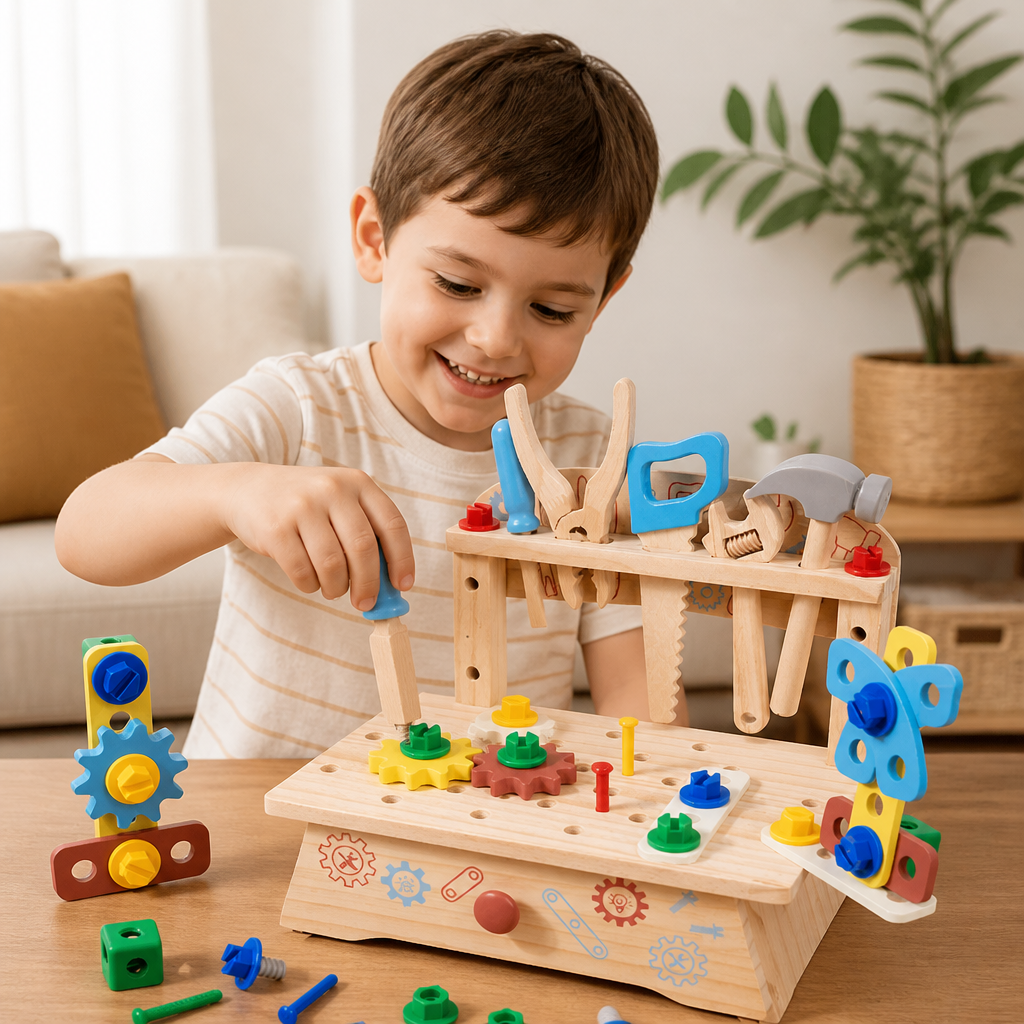 Wooden Kids Workbench & Tool Set – DIY Construction & Fine Motor Skills Learning Toy