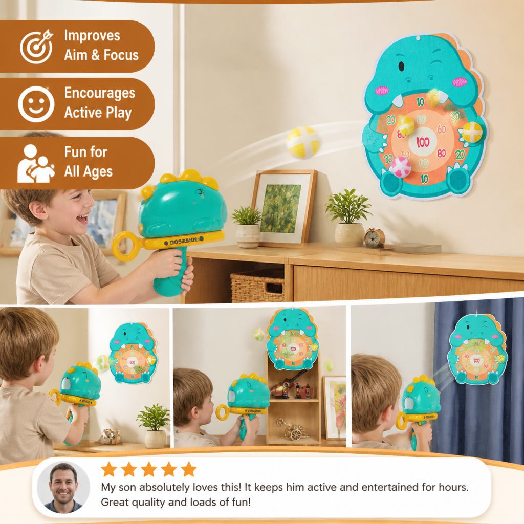 Dinosaur Sticky Ball Shooter – Target Shooting Game for Kids