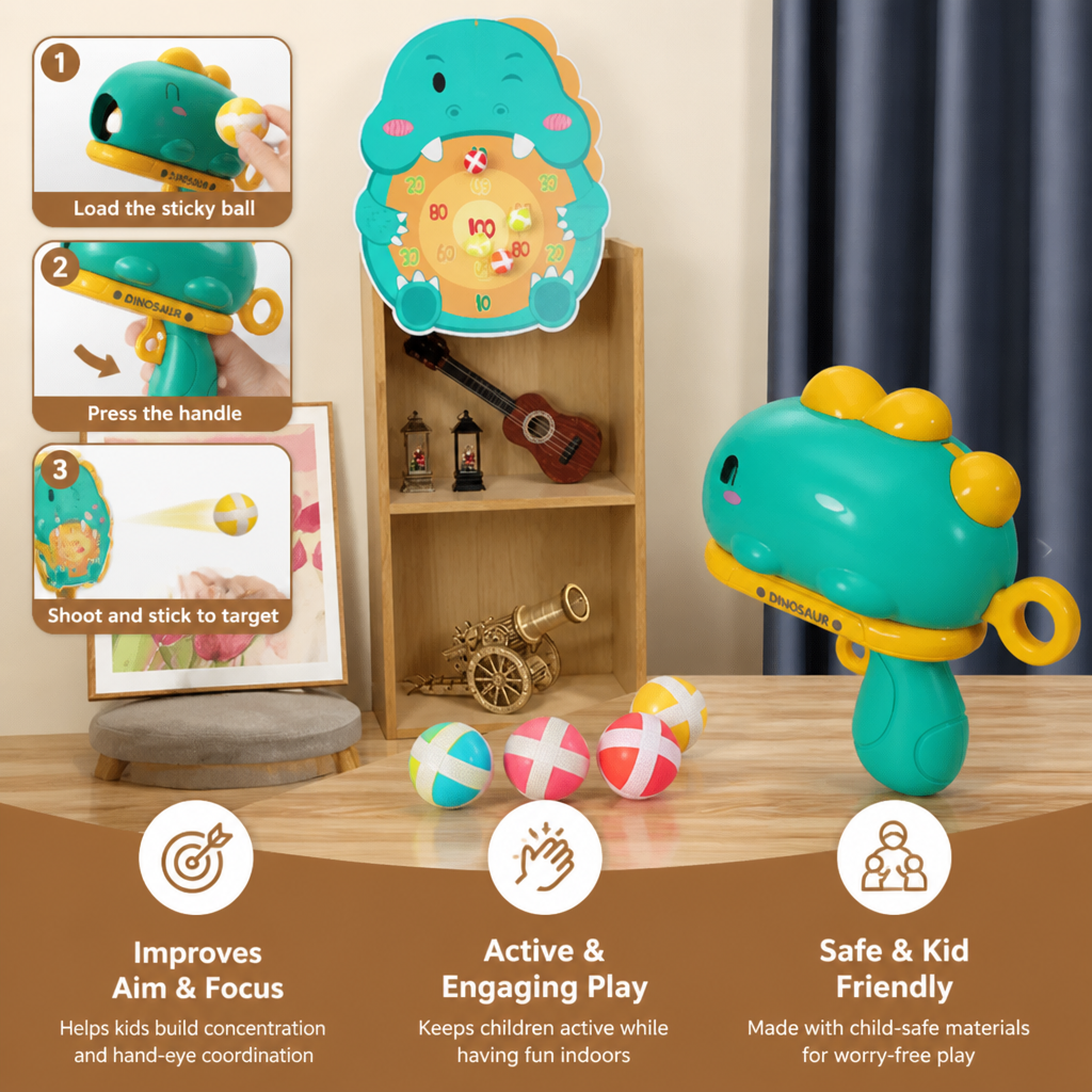 Dinosaur Sticky Ball Shooter – Target Shooting Game for Kids
