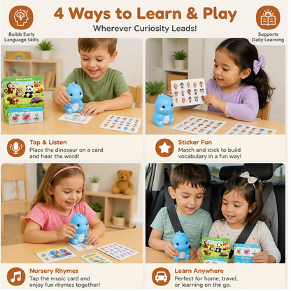 Interactive Dinosaur Talking Flash Cards & Stickers – Montessori Phonics & Sight Words Learning Set