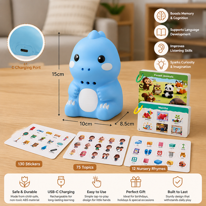 Interactive Dinosaur Talking Flash Cards & Stickers – Montessori Phonics & Sight Words Learning Set