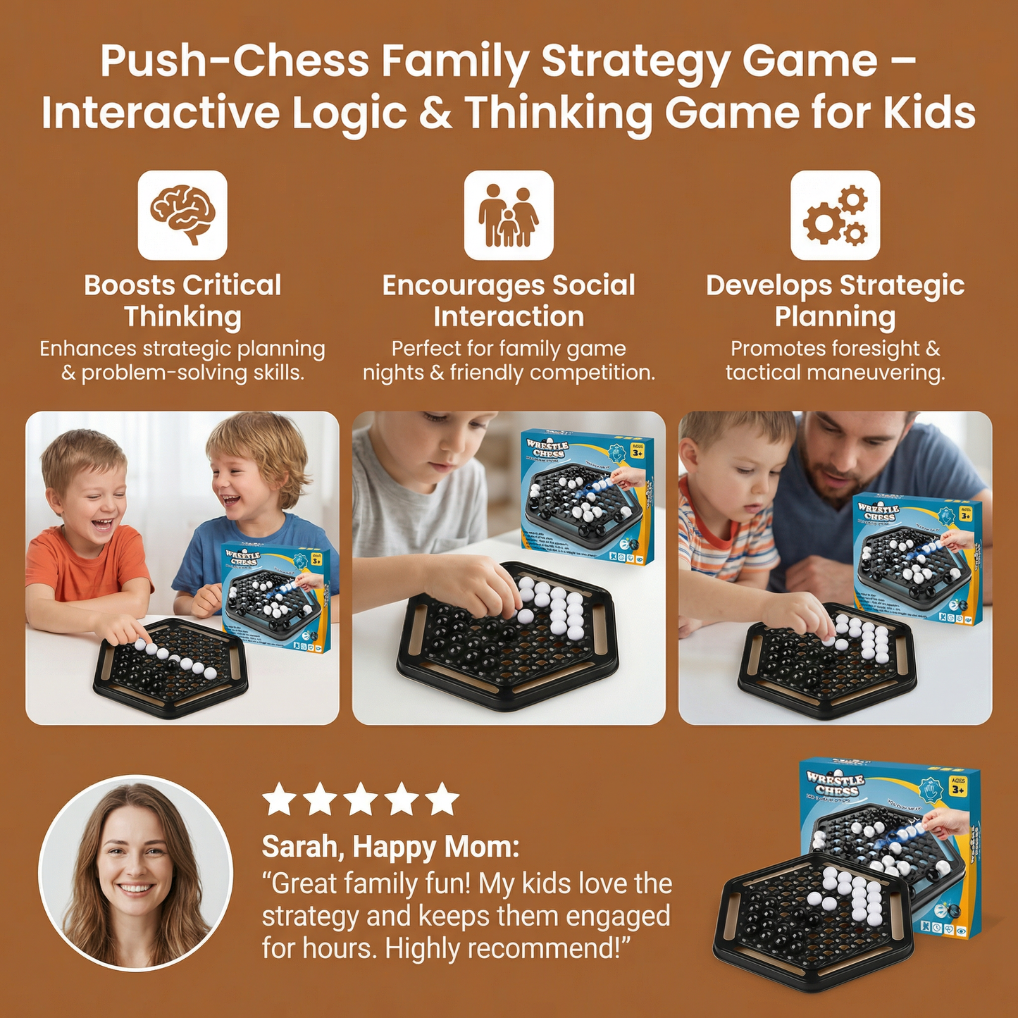 Push-Chess Family Strategy Game – Interactive Logic & Thinking Game for Kids