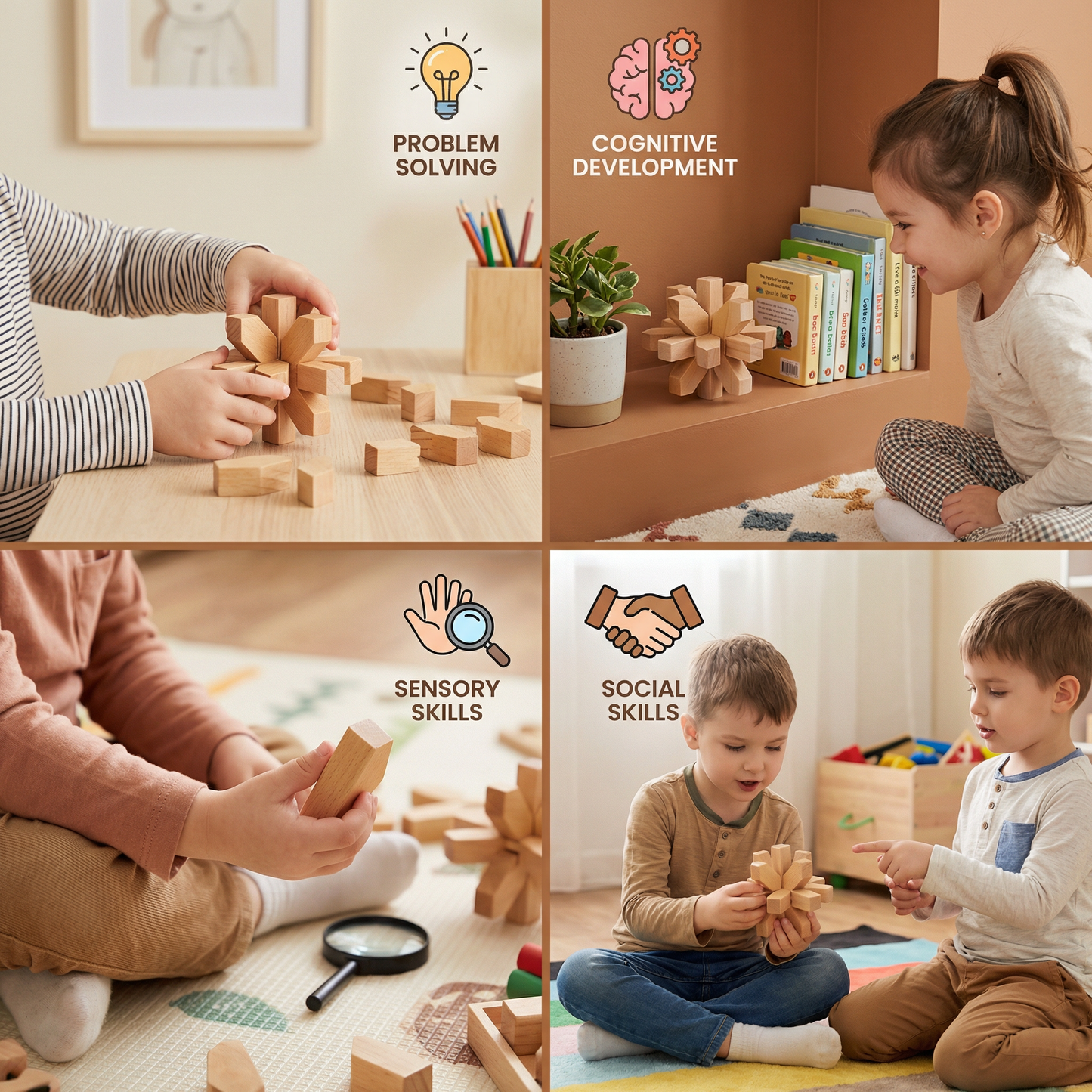 Montessori 3D Wooden Brain Puzzle - Early Learning Toy