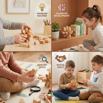 Montessori 3D Wooden Brain Puzzle - Early Learning Toy