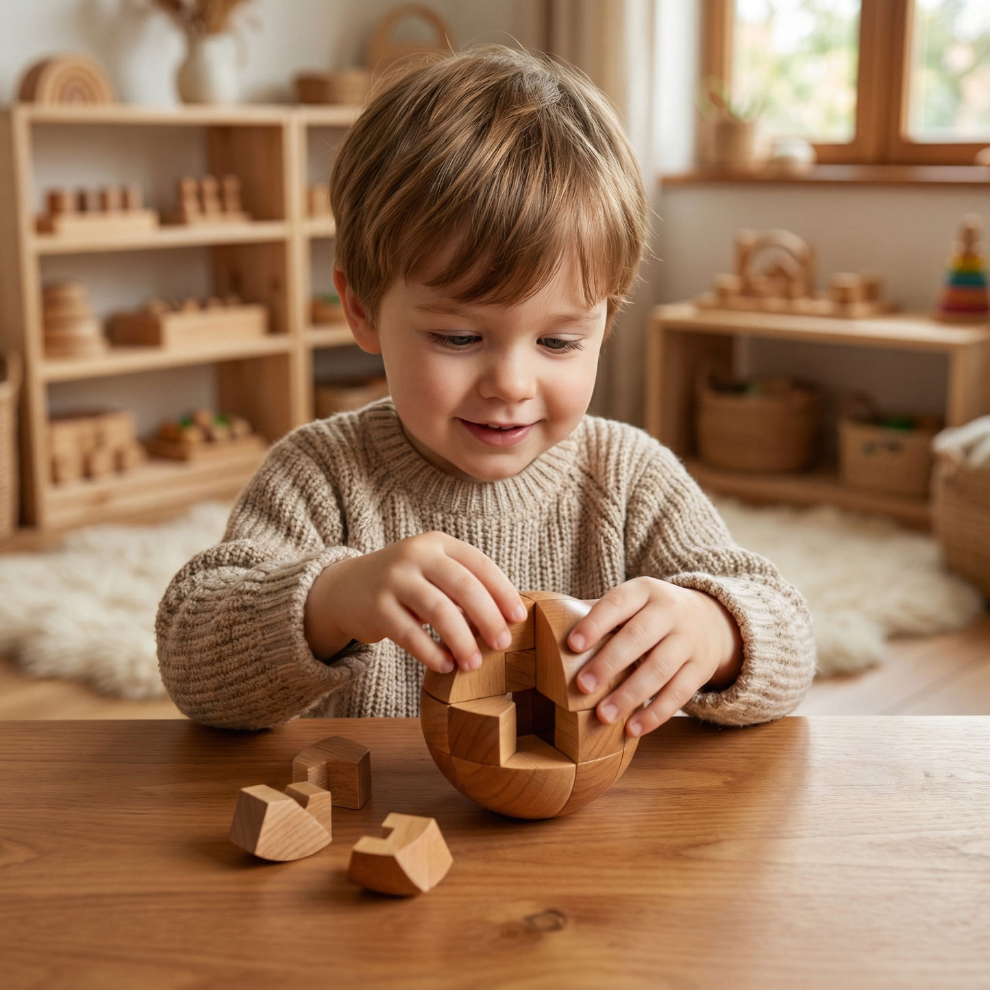 Montessori 3D Wooden Brain Puzzle - Early Learning Toy