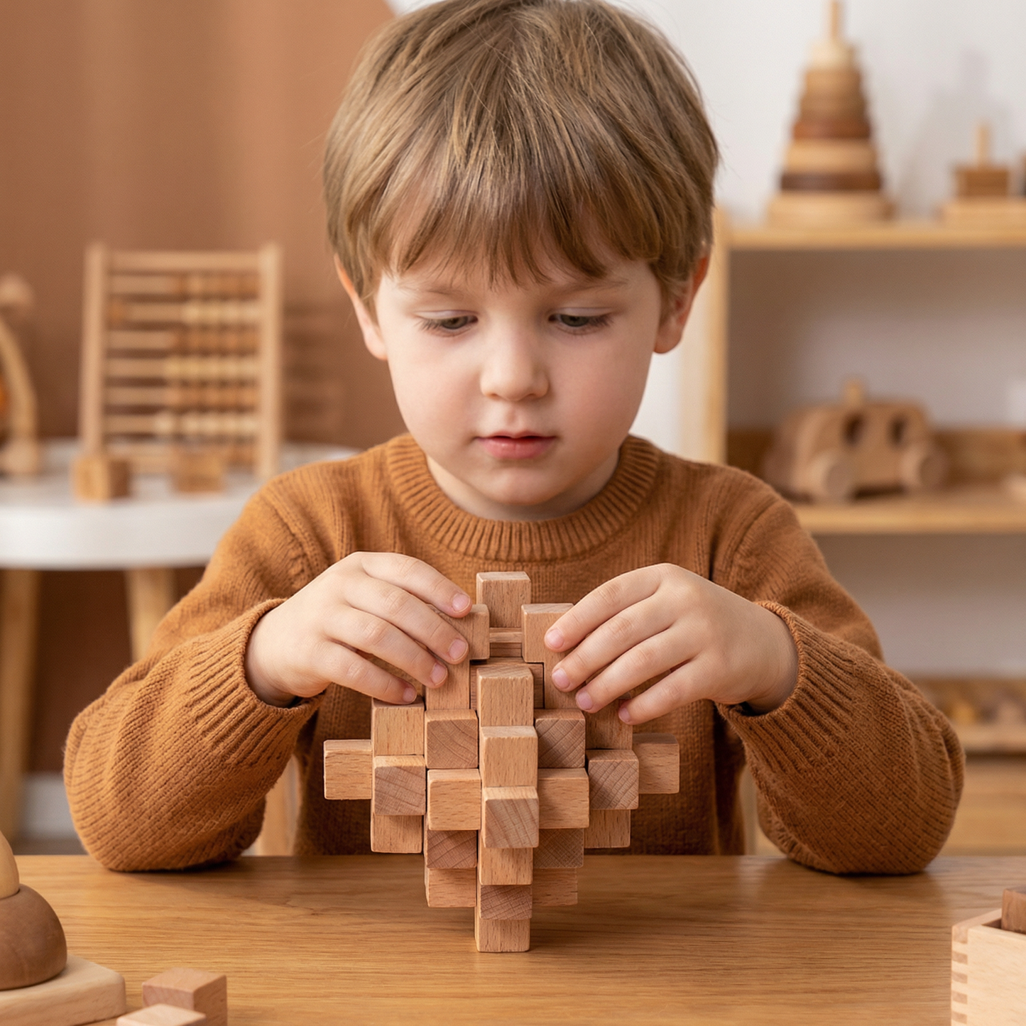 Montessori 3D Wooden Brain Puzzle - Early Learning Toy
