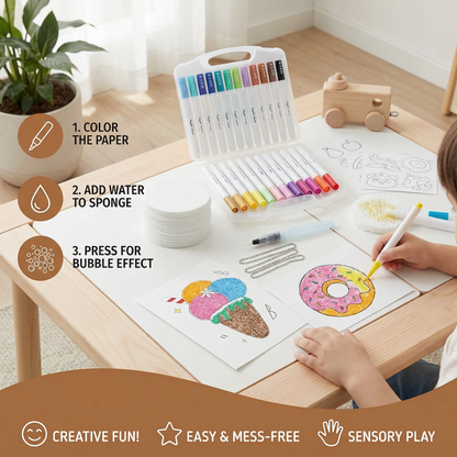 Creative Sponge Painting Art Set for Kids – DIY Bubble Effect Craft Kit