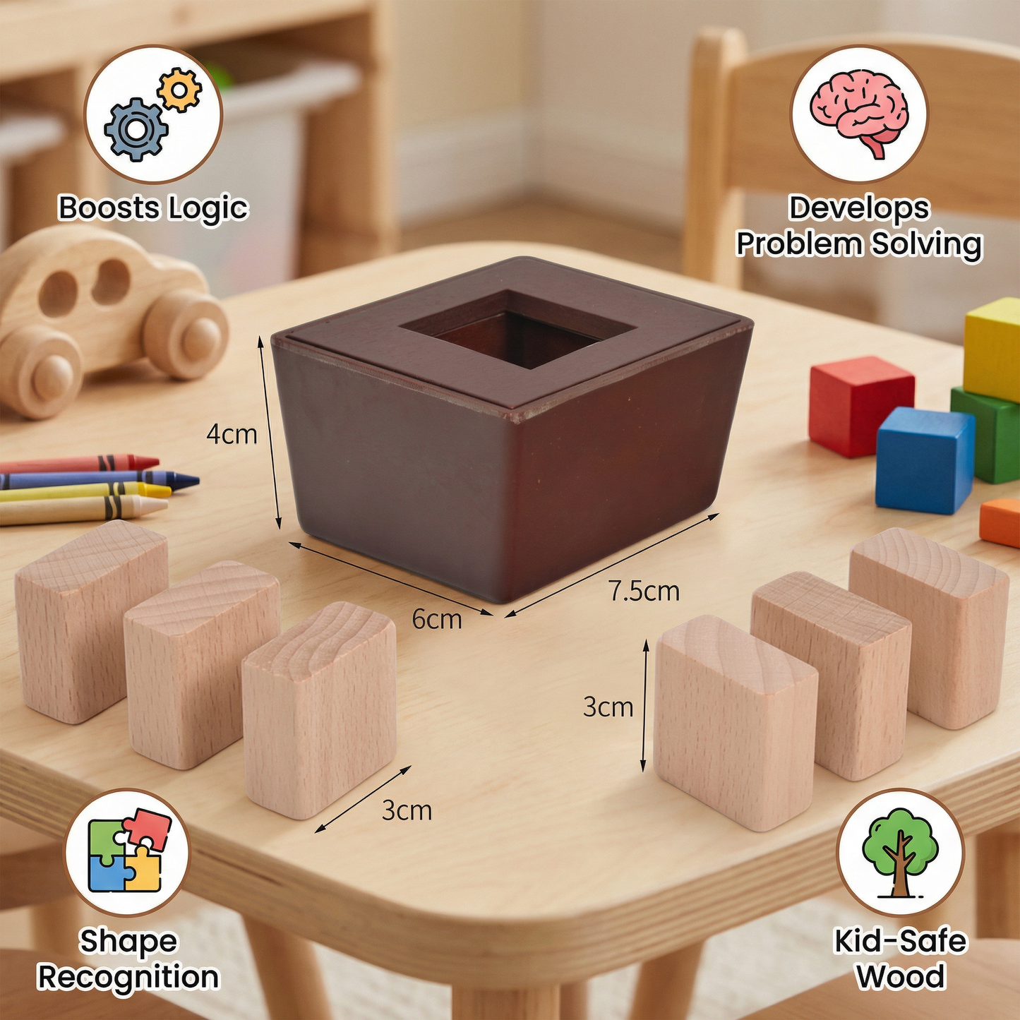 3D Wooden Logic Puzzle & Shape Challenge