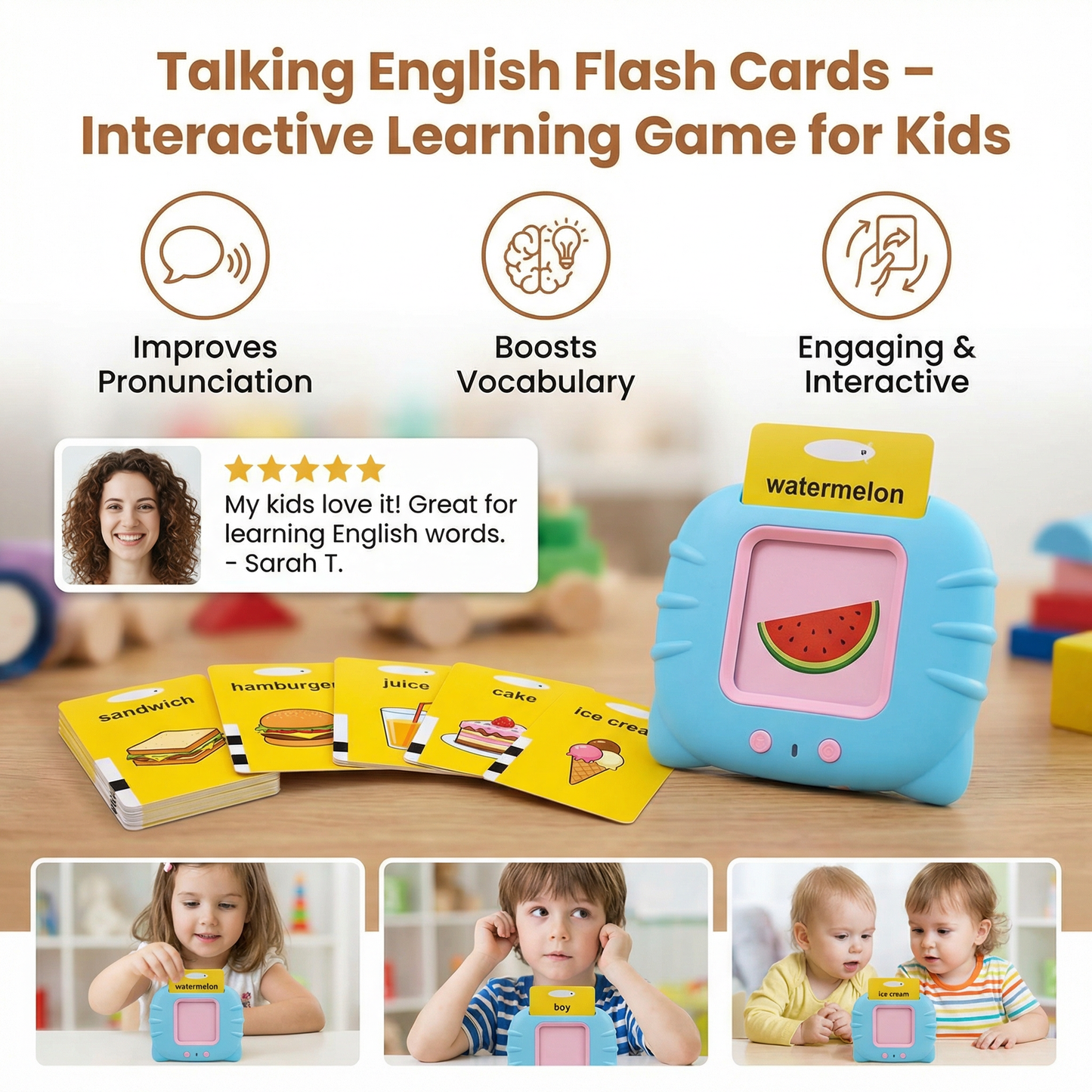 Talking English Flash Cards – Interactive Learning Game for Kids