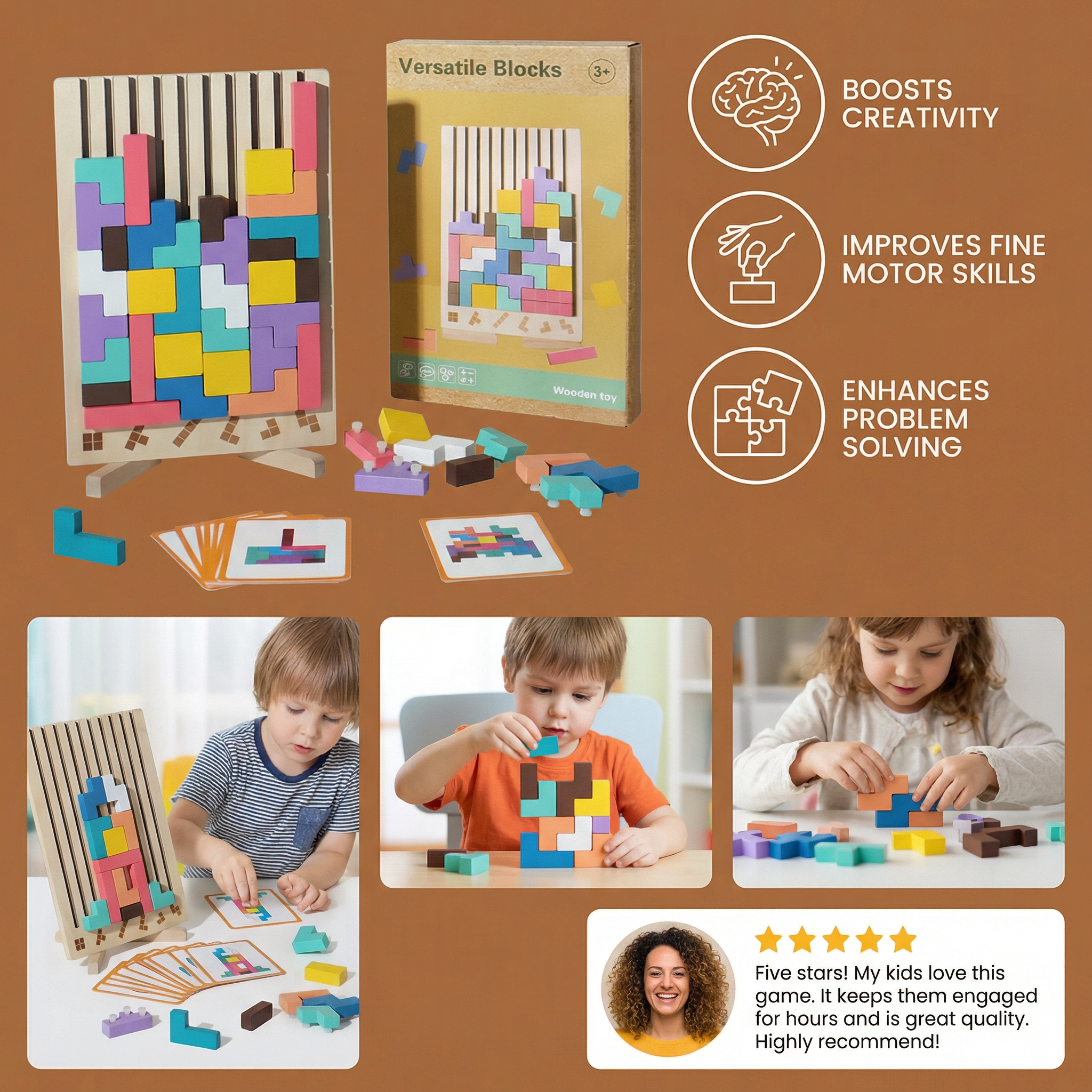 Wooden Shape Sorting Blocks for Early Learning